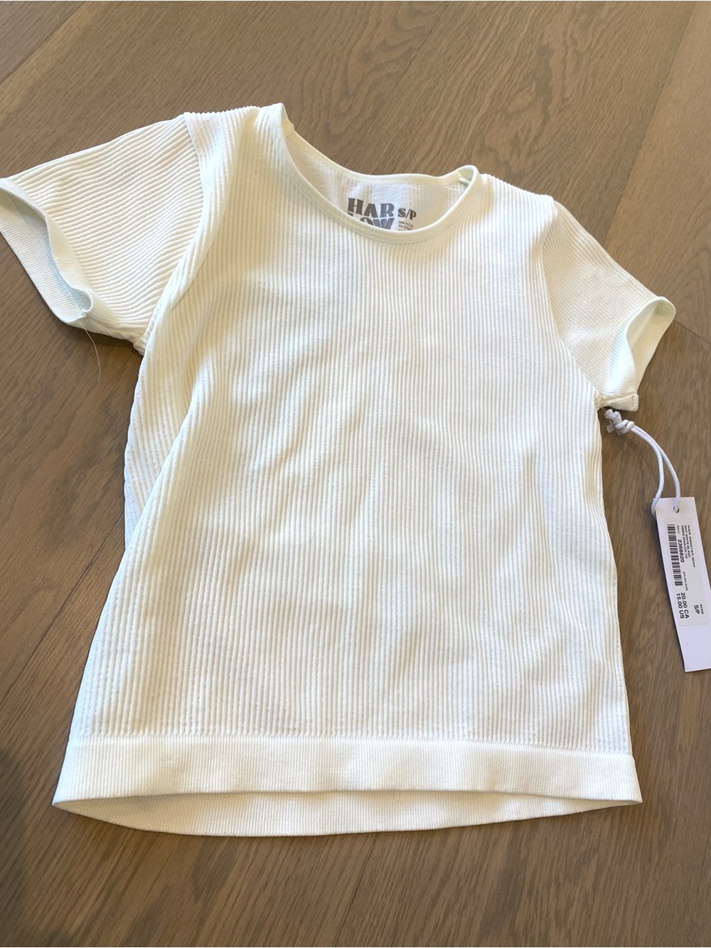 Harlow Youth/Teen Cream Ribbed Short Sleeve Top